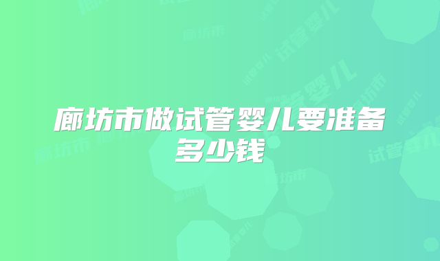 廊坊市做试管婴儿要准备多少钱