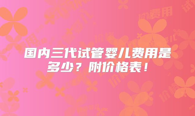 国内三代试管婴儿费用是多少？附价格表！