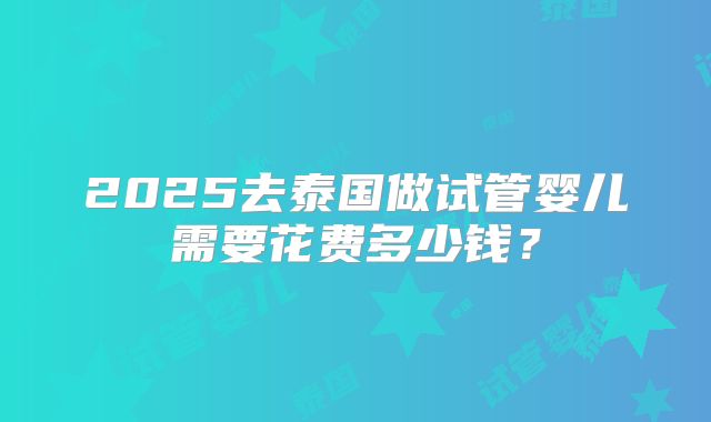 2025去泰国做试管婴儿需要花费多少钱？