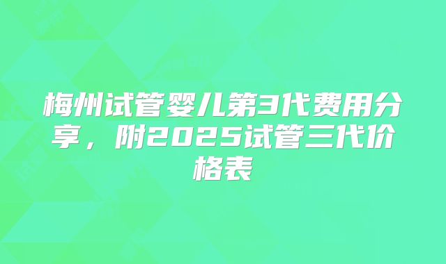 梅州试管婴儿第3代费用分享,附2025试管三代价格表