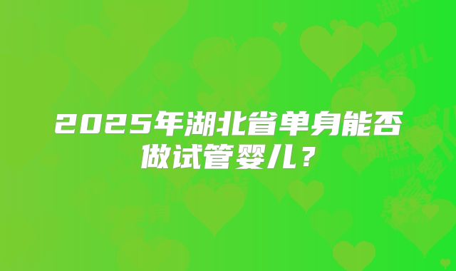 2025年湖北省单身能否做试管婴儿?