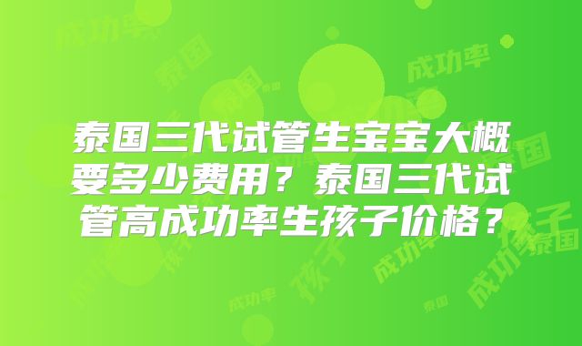 泰国三代试管生宝宝大概要多少费用?泰国三代试管高成功率生孩子价格?