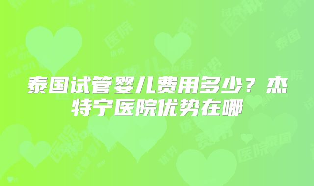 泰国试管婴儿费用多少?杰特宁医院优势在哪