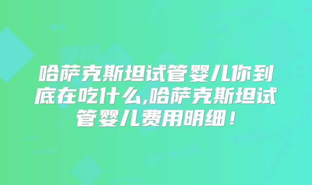 哈萨克斯坦试管婴儿你到底在吃什么,哈萨克斯坦试管婴儿费用明细！
