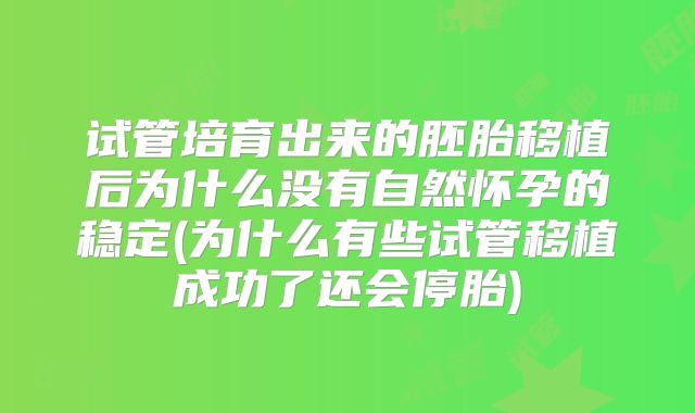 试管培育出来的胚胎移植后为什么没有自然怀孕的稳定(为什么有些试管移植成功了还会停胎)