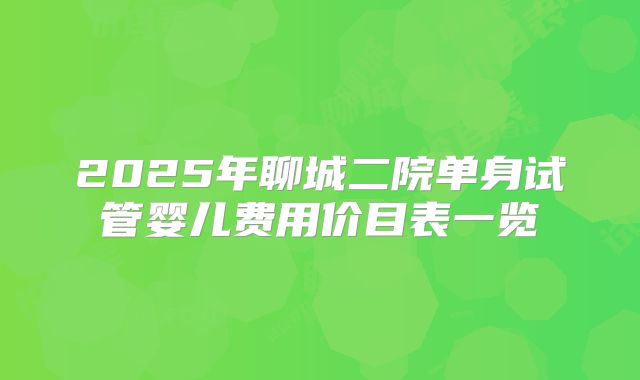2025年聊城二院单身试管婴儿费用价目表一览