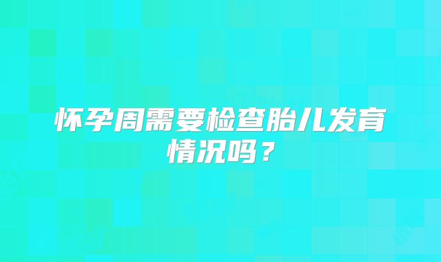 怀孕周需要检查胎儿发育情况吗?