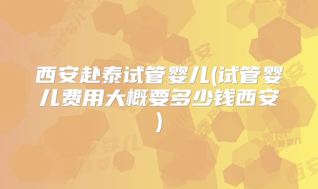 西安赴泰试管婴儿(试管婴儿费用大概要多少钱西安)