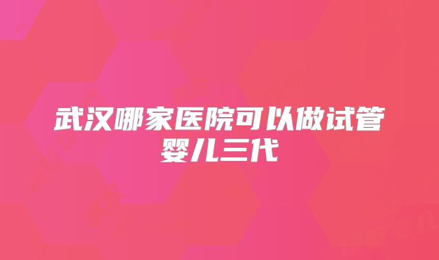 武汉哪家医院可以做试管婴儿三代