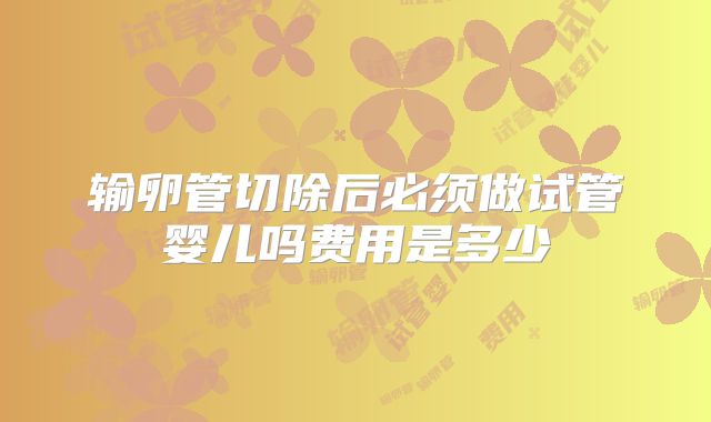 输卵管切除后必须做试管婴儿吗费用是多少