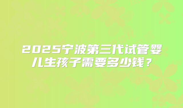 2025宁波第三代试管婴儿生孩子需要多少钱？
