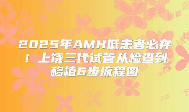 2025年AMH低患者必存！上饶三代试管从检查到移植6步流程图