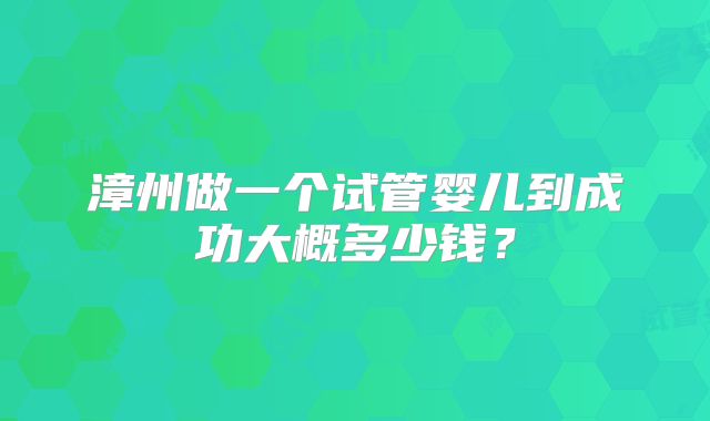 漳州做一个试管婴儿到成功大概多少钱？