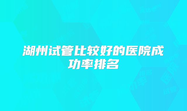 湖州试管比较好的医院成功率排名
