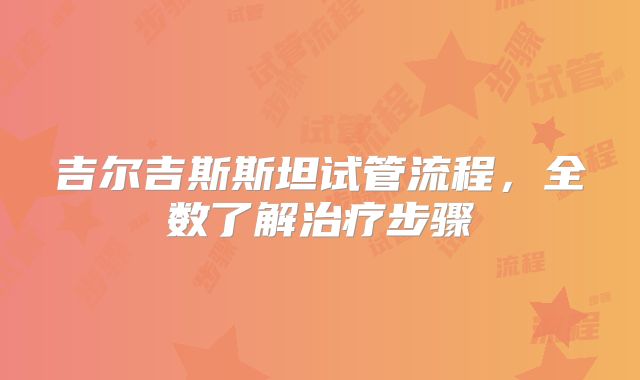 吉尔吉斯斯坦试管流程，全数了解治疗步骤
