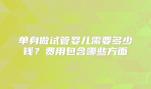 单身做试管婴儿需要多少钱？费用包含哪些方面
