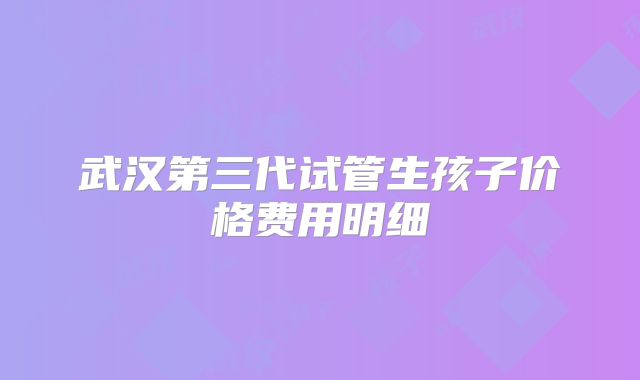 武汉第三代试管生孩子价格费用明细