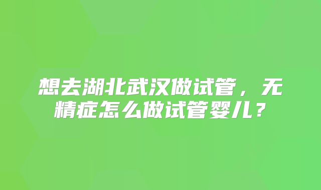 想去湖北武汉做试管,无精症怎么做试管婴儿?