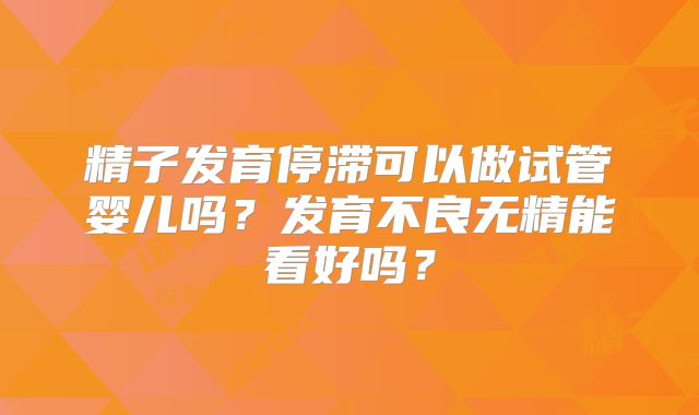 精子发育停滞可以做试管婴儿吗？发育不良无精能看好吗？
