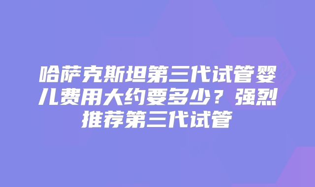 哈萨克斯坦第三代试管婴儿费用大约要多少？强烈推荐第三代试管