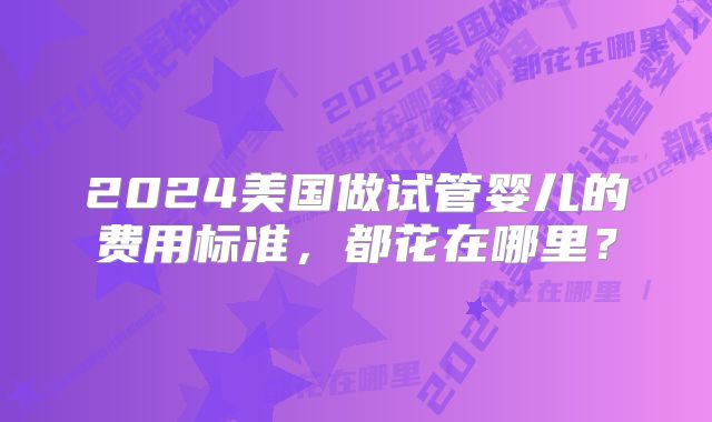 2024美国做试管婴儿的费用标准,都花在哪里?