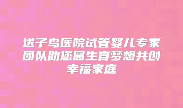 送子鸟医院试管婴儿专家团队助您圆生育梦想共创幸福家庭