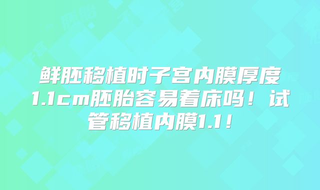 鲜胚移植时子宫内膜厚度1.1cm胚胎容易着床吗！试管移植内膜1.1！