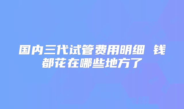 国内三代试管费用明细 钱都花在哪些地方了