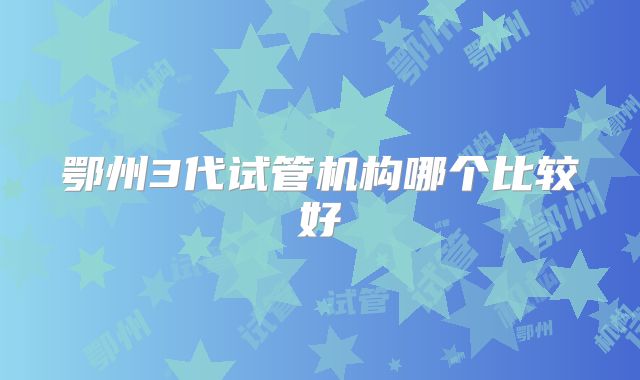 鄂州3代试管机构哪个比较好