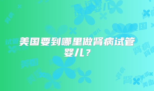 美国要到哪里做肾病试管婴儿？