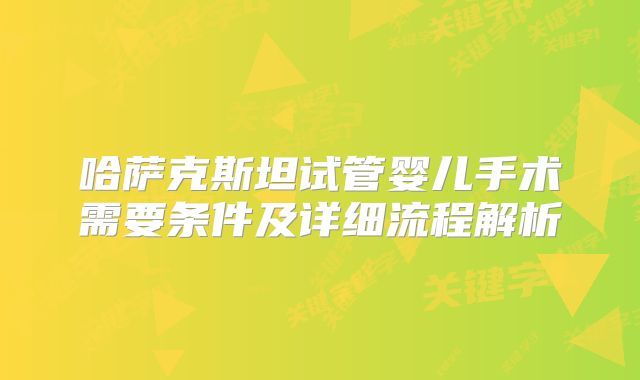 哈萨克斯坦试管婴儿手术需要条件及详细流程解析