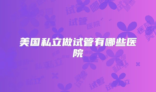 美国私立做试管有哪些医院