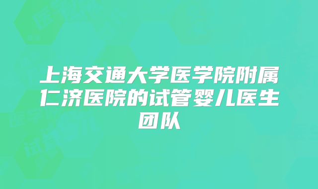 上海交通大学医学院附属仁济医院的试管婴儿医生团队