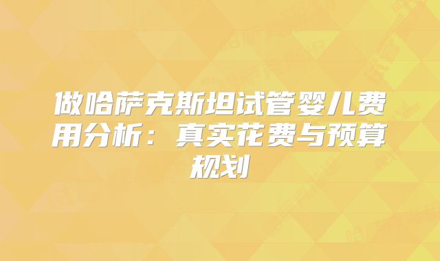 做哈萨克斯坦试管婴儿费用分析：真实花费与预算规划
