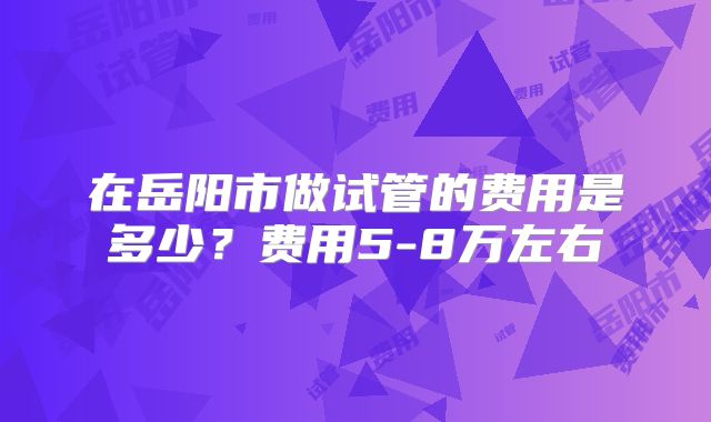 在岳阳市做试管的费用是多少？费用5-8万左右