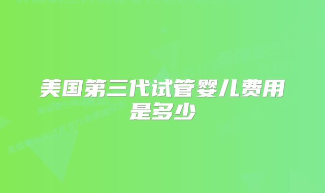 美国第三代试管婴儿费用是多少