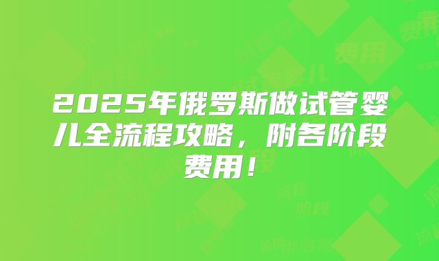 2025年俄罗斯做试管婴儿全流程攻略，附各阶段费用！