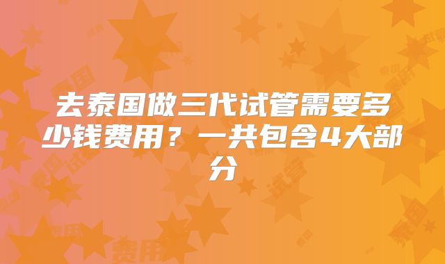 去泰国做三代试管需要多少钱费用?一共包含4大部分