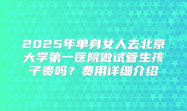 2025年单身女人去北京大学第一医院做试管生孩子贵吗?费用详细介绍
