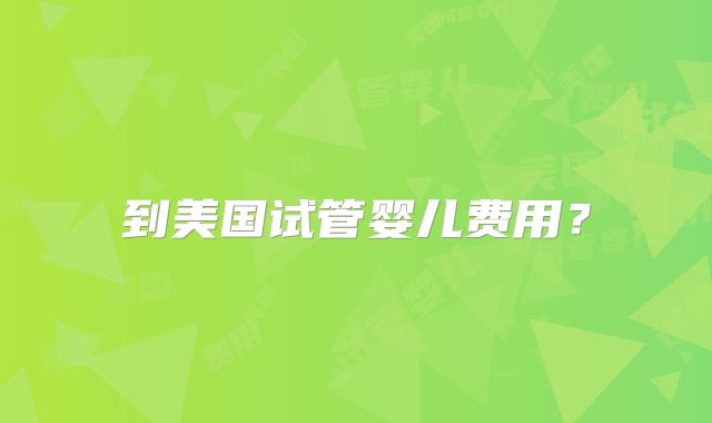 到美国试管婴儿费用？