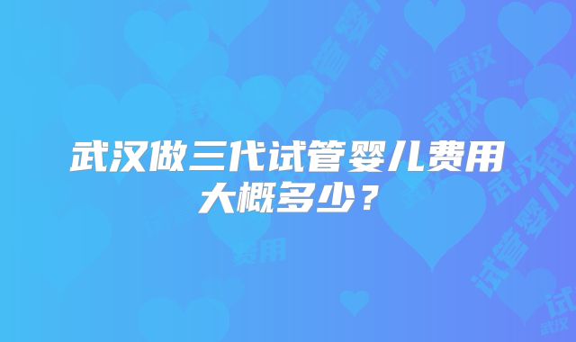 武汉做三代试管婴儿费用大概多少？