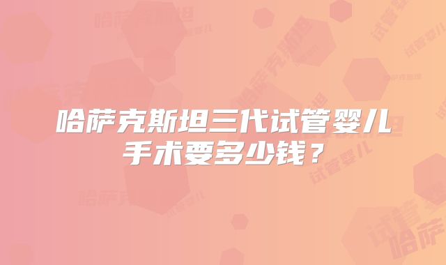 哈萨克斯坦三代试管婴儿手术要多少钱？
