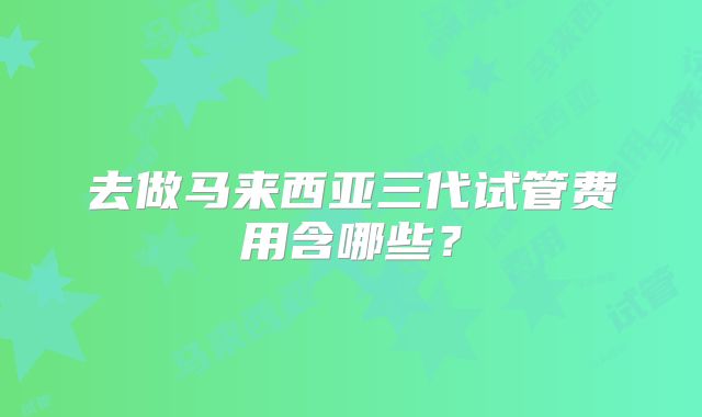 去做马来西亚三代试管费用含哪些？