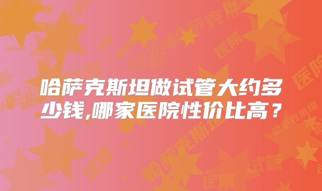 哈萨克斯坦做试管大约多少钱,哪家医院性价比高？