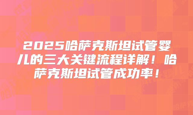 2025哈萨克斯坦试管婴儿的三大关键流程详解！哈萨克斯坦试管成功率！