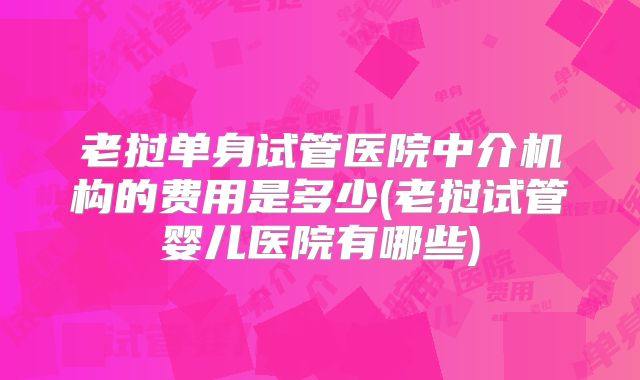 老挝单身试管医院中介机构的费用是多少(老挝试管婴儿医院有哪些)