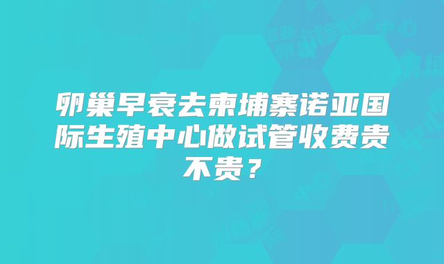 卵巢早衰去柬埔寨诺亚国际生殖中心做试管收费贵不贵?