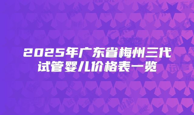 2025年广东省梅州三代试管婴儿价格表一览