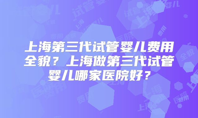 上海第三代试管婴儿费用全貌？上海做第三代试管婴儿哪家医院好？