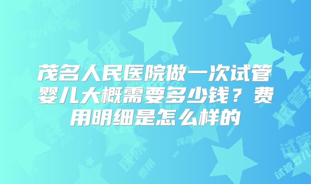 茂名人民医院做一次试管婴儿大概需要多少钱?费用明细是怎么样的